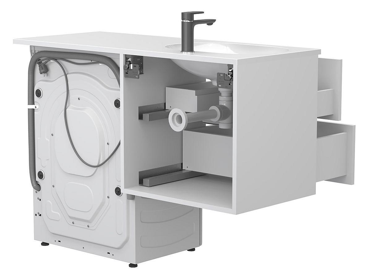 Тумба підвісна LUMO Біла матова з умивальником NEW YORK 1200 L