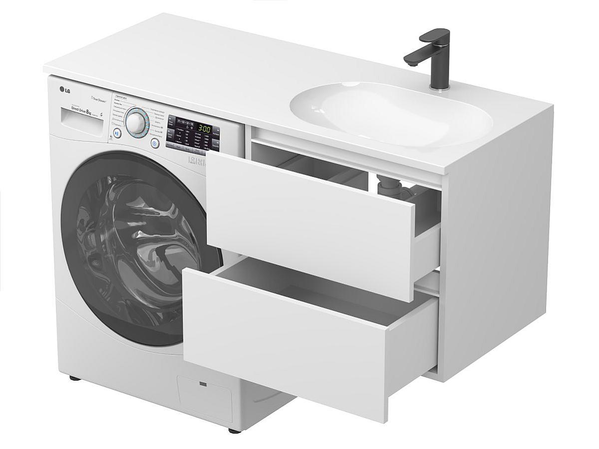 Тумба подвесная LUMO Белая матовая с умывальником NEW YORK 1200 R