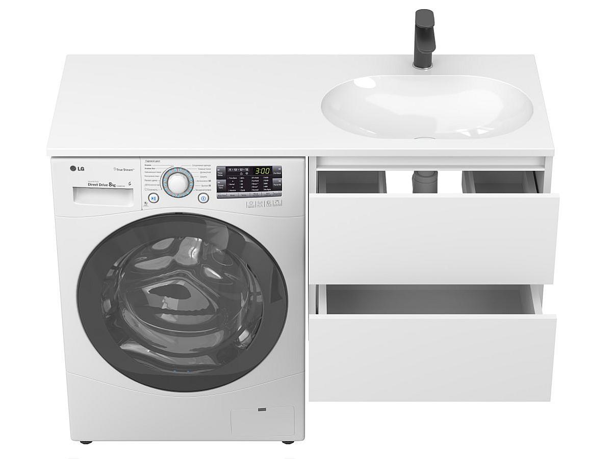 Тумба подвесная LUMO Белая матовая с умывальником NEW YORK 1200 R