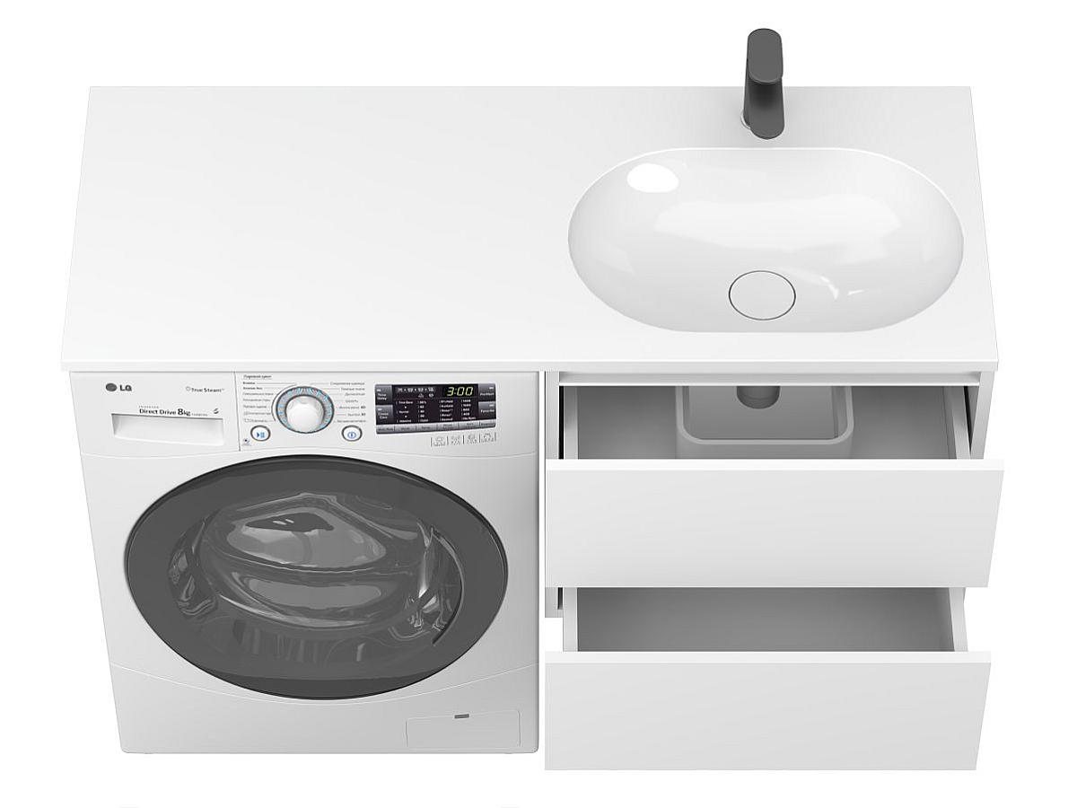 Тумба подвесная LUMO Белая матовая с умывальником NEW YORK 1200 R