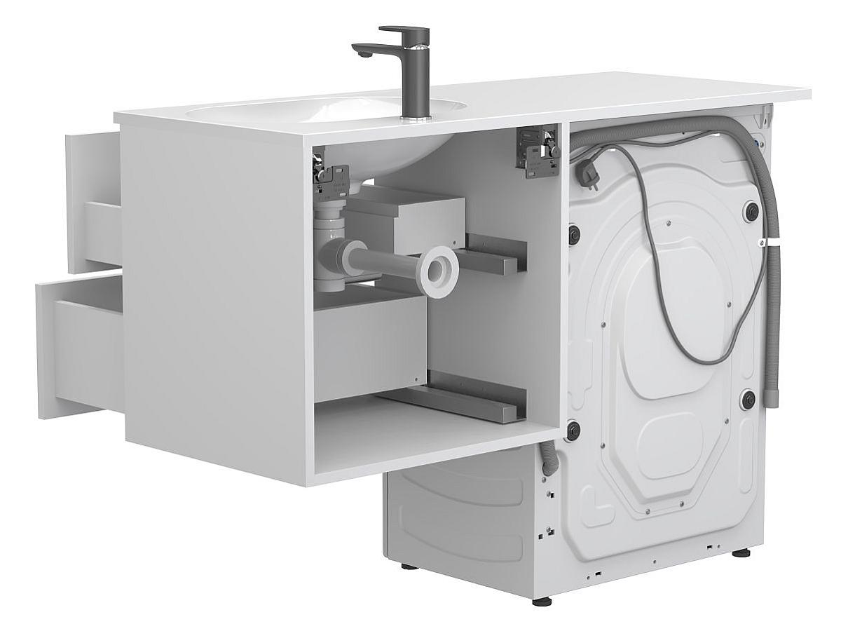 Тумба подвесная LUMO Белая матовая с умывальником NEW YORK 1200 R