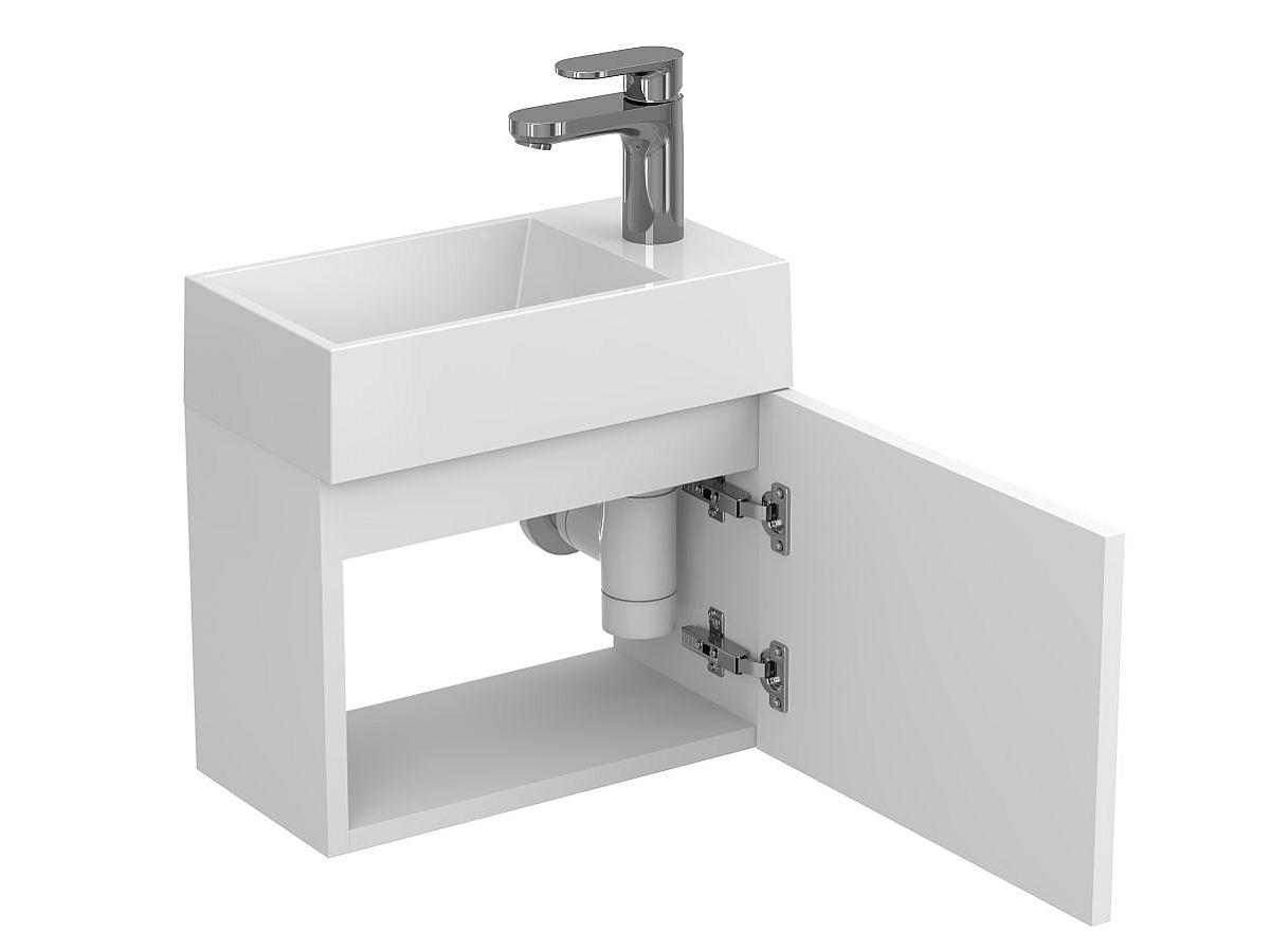 Тумба подвесная MINIMA белая матовая с умывальником COPPER 400