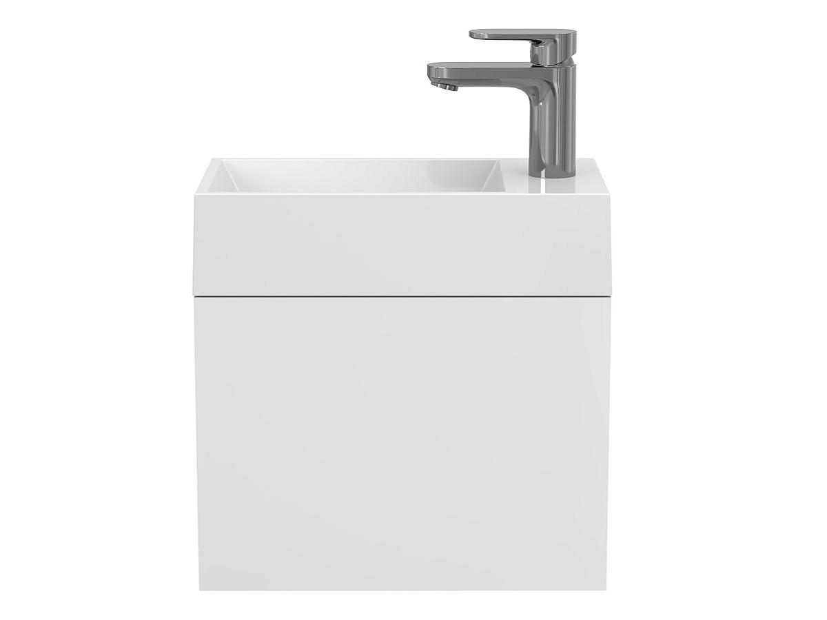Тумба подвесная MINIMA белая матовая с умывальником COPPER 400