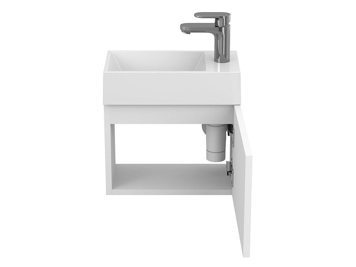 Тумба подвесная MINIMA белая матовая с умывальником COPPER 400