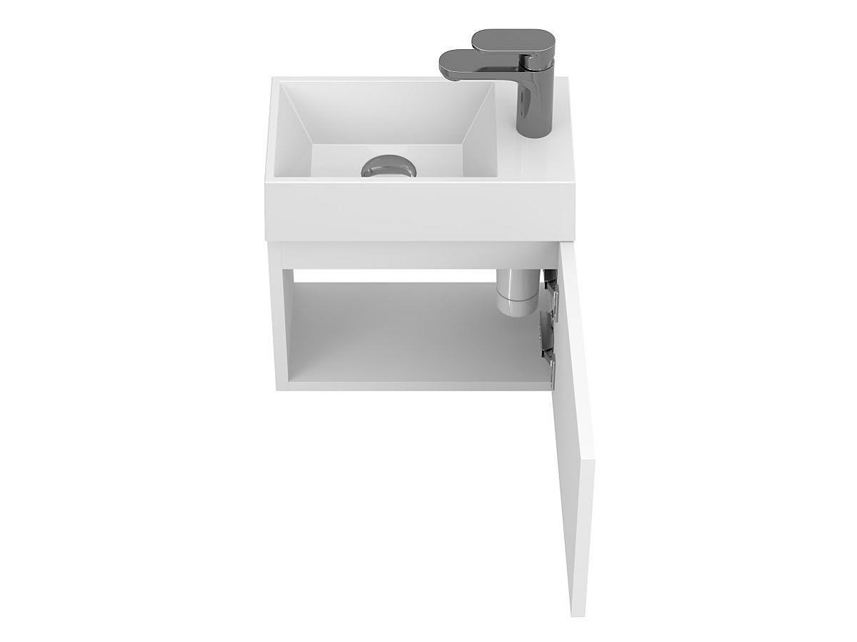 Тумба подвесная MINIMA белая матовая с умывальником COPPER 400