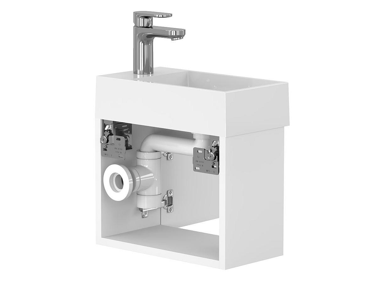 Тумба подвесная MINIMA белая матовая с умывальником COPPER 400