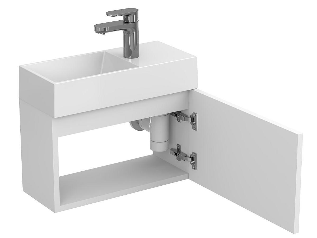 Тумба підвісна MINIMA біла матова з умивальником COPPER 500