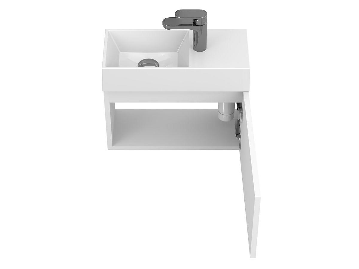 Тумба підвісна MINIMA біла матова з умивальником COPPER 500
