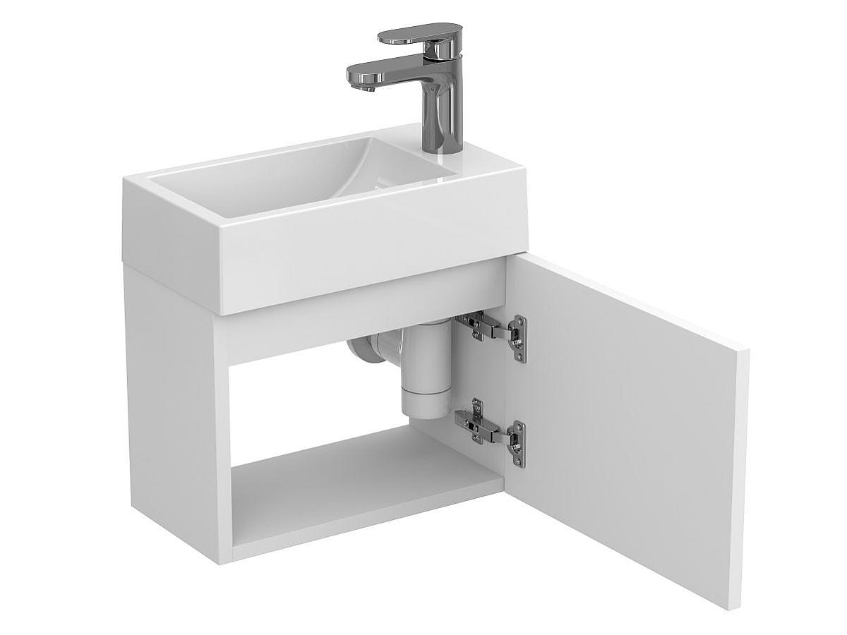 Тумба підвісна MINIMA біла матова з умивальником FARO