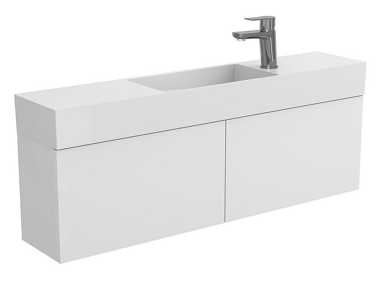 Тумба підвісна MINIMA біла матова з умивальником TONI 1050