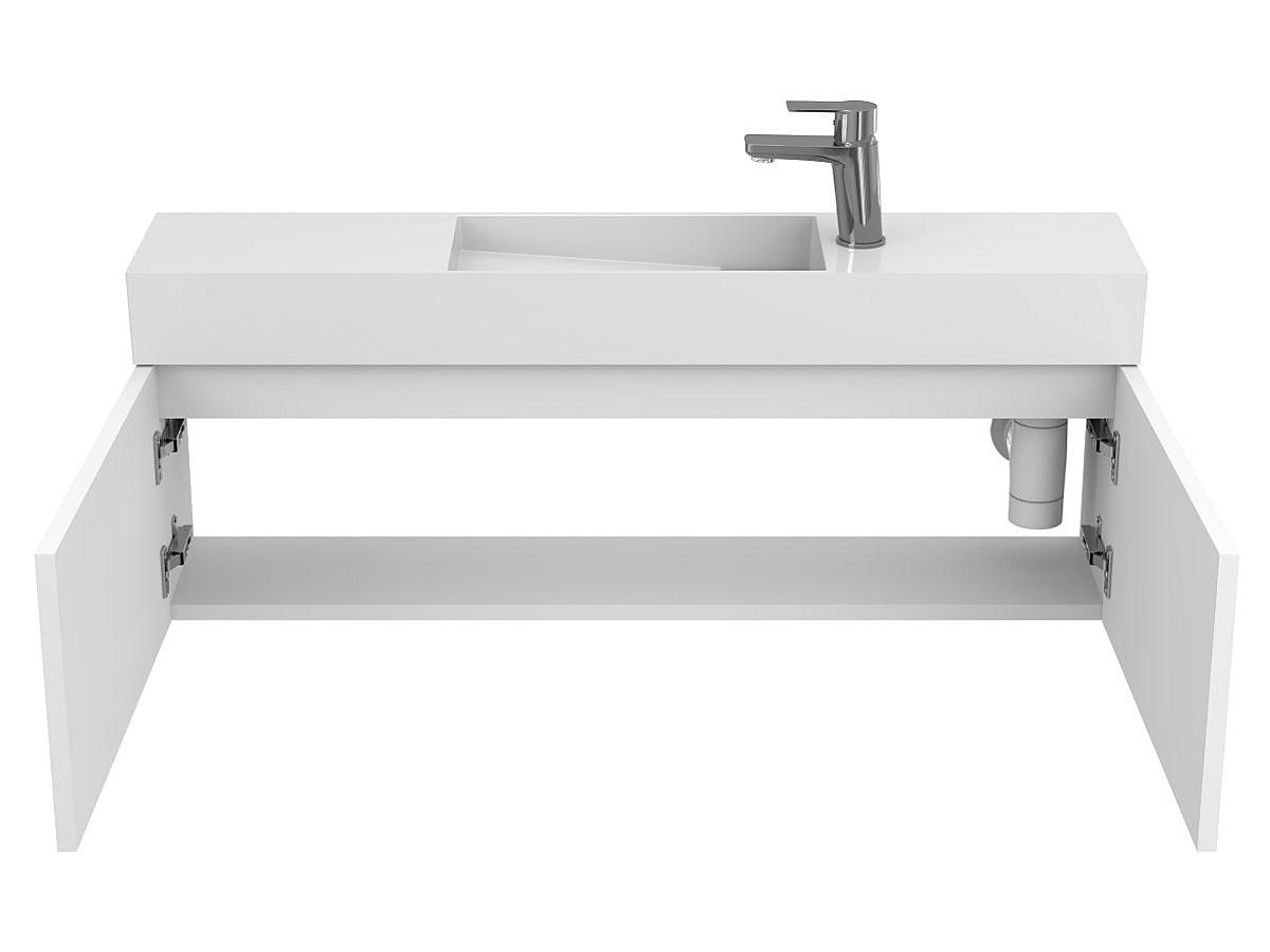 Тумба підвісна MINIMA біла матова з умивальником TONI 1050