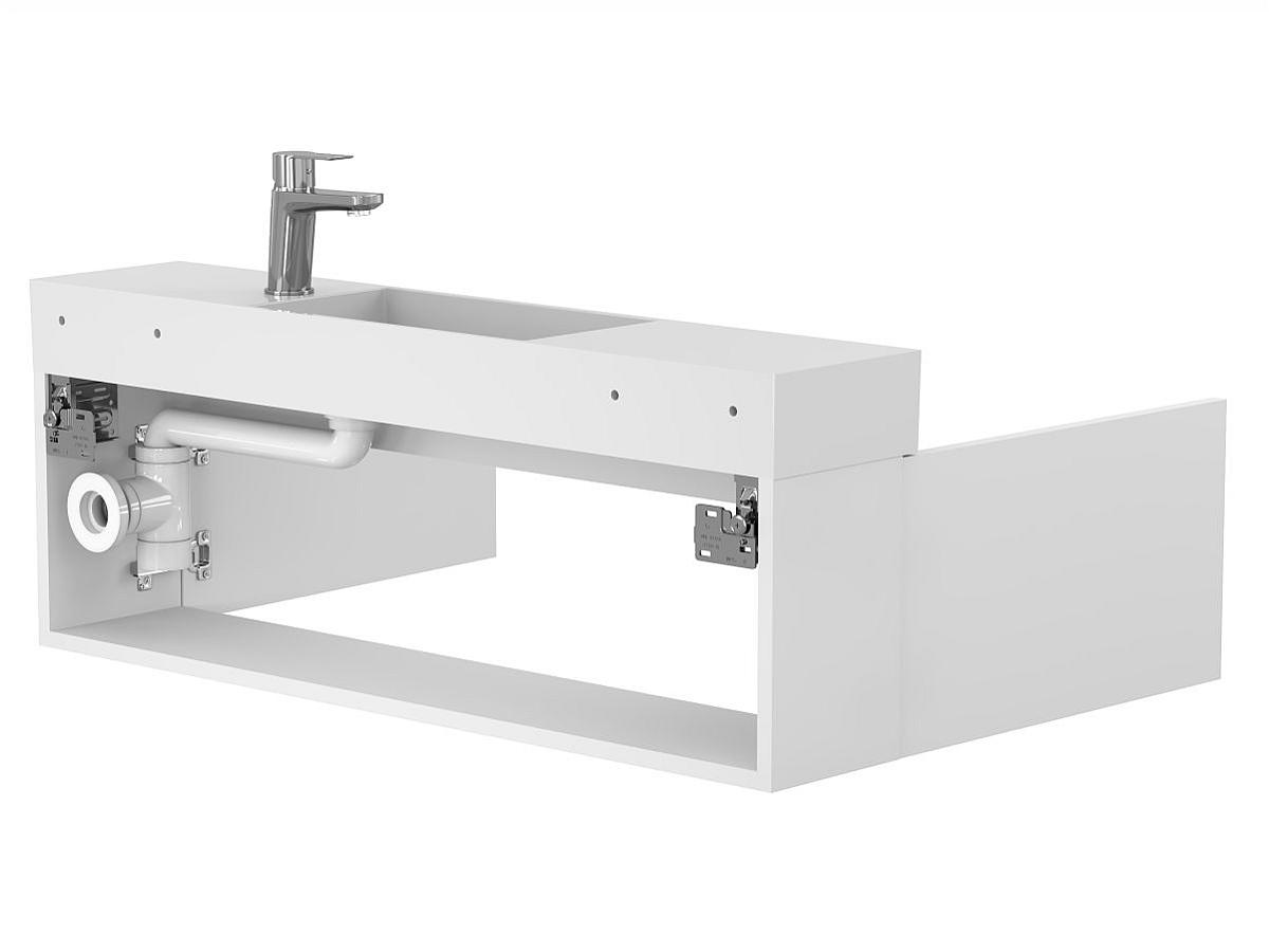 Тумба підвісна MINIMA біла матова з умивальником TONI 1050