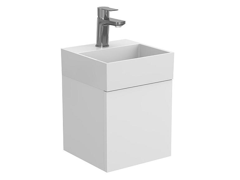 Тумба підвісна MINIMA біла матова з умивальником TONI 300