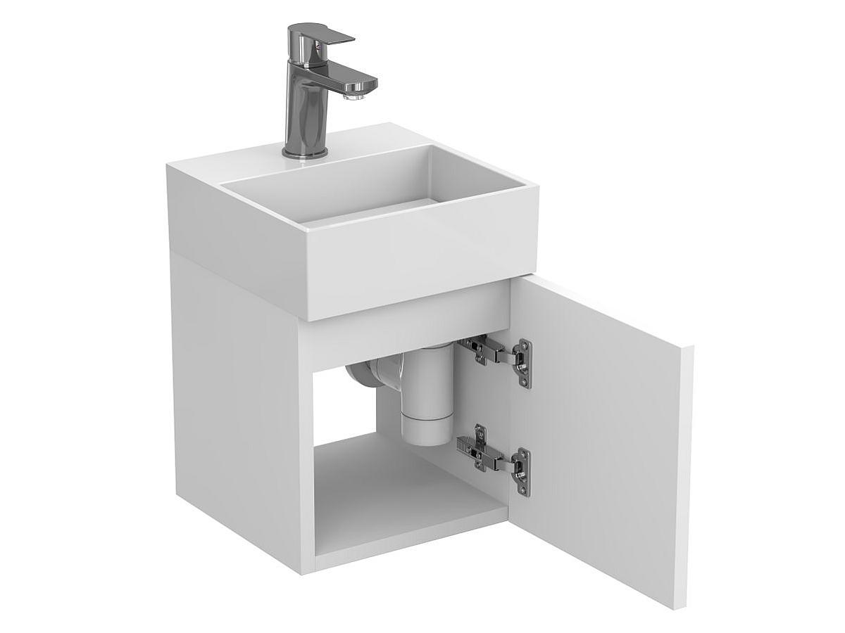 Тумба підвісна MINIMA біла матова з умивальником TONI 300