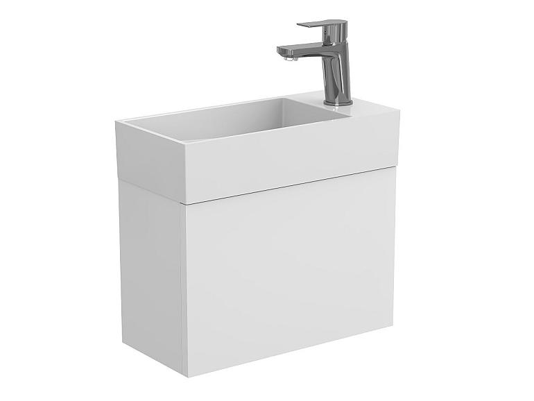 Тумба підвісна MINIMA біла матова з умивальником TONI 450
