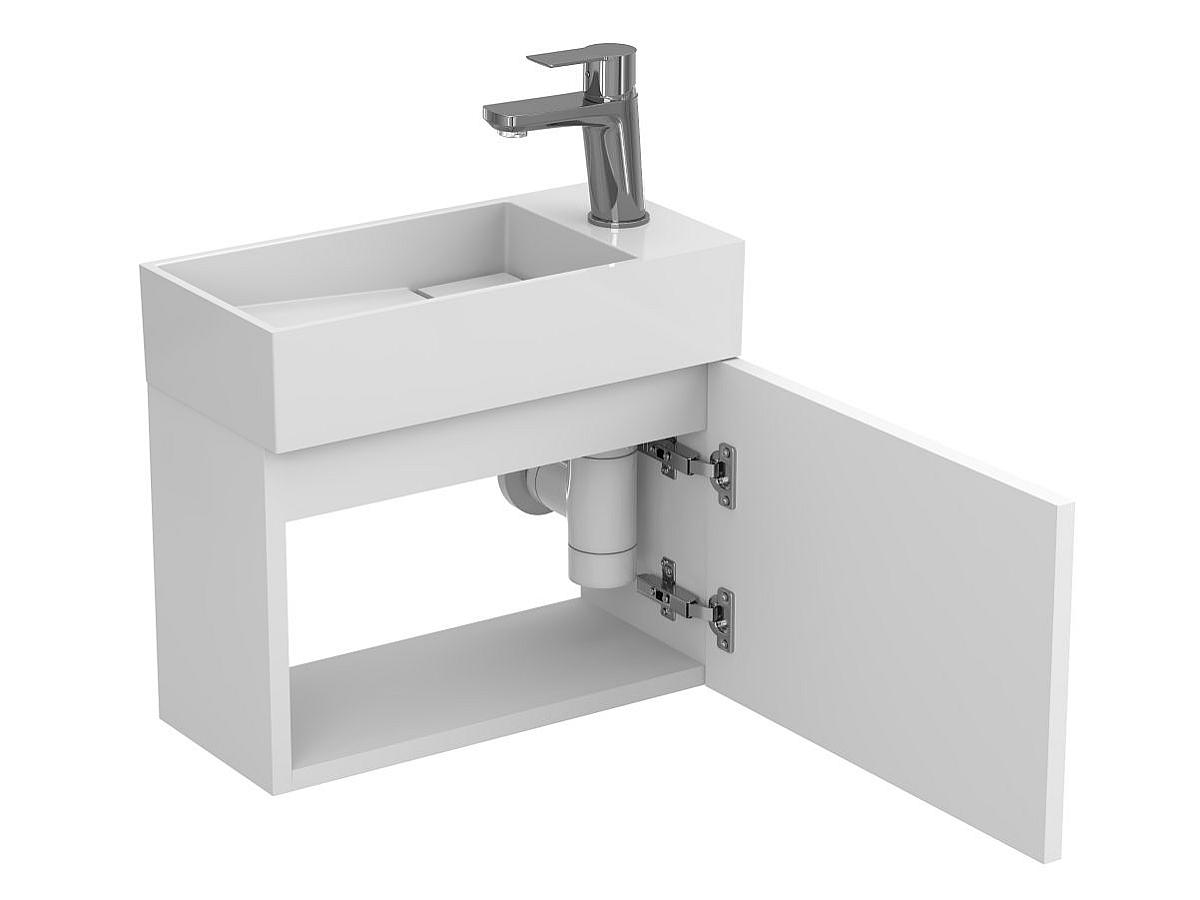 Тумба підвісна MINIMA біла матова з умивальником TONI 450