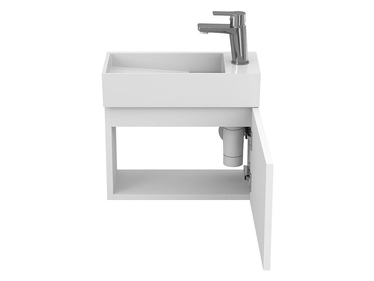 Тумба підвісна MINIMA біла матова з умивальником TONI 450