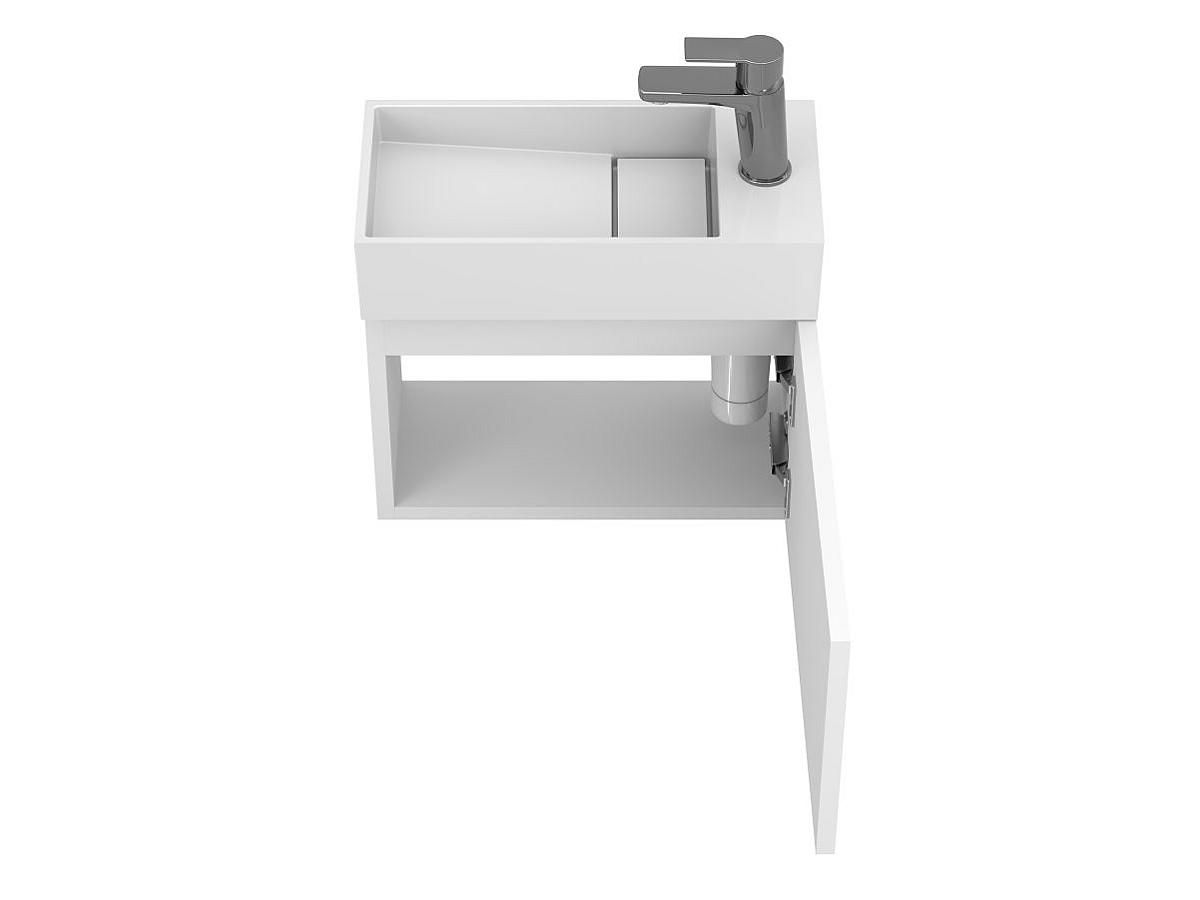 Тумба підвісна MINIMA біла матова з умивальником TONI 450