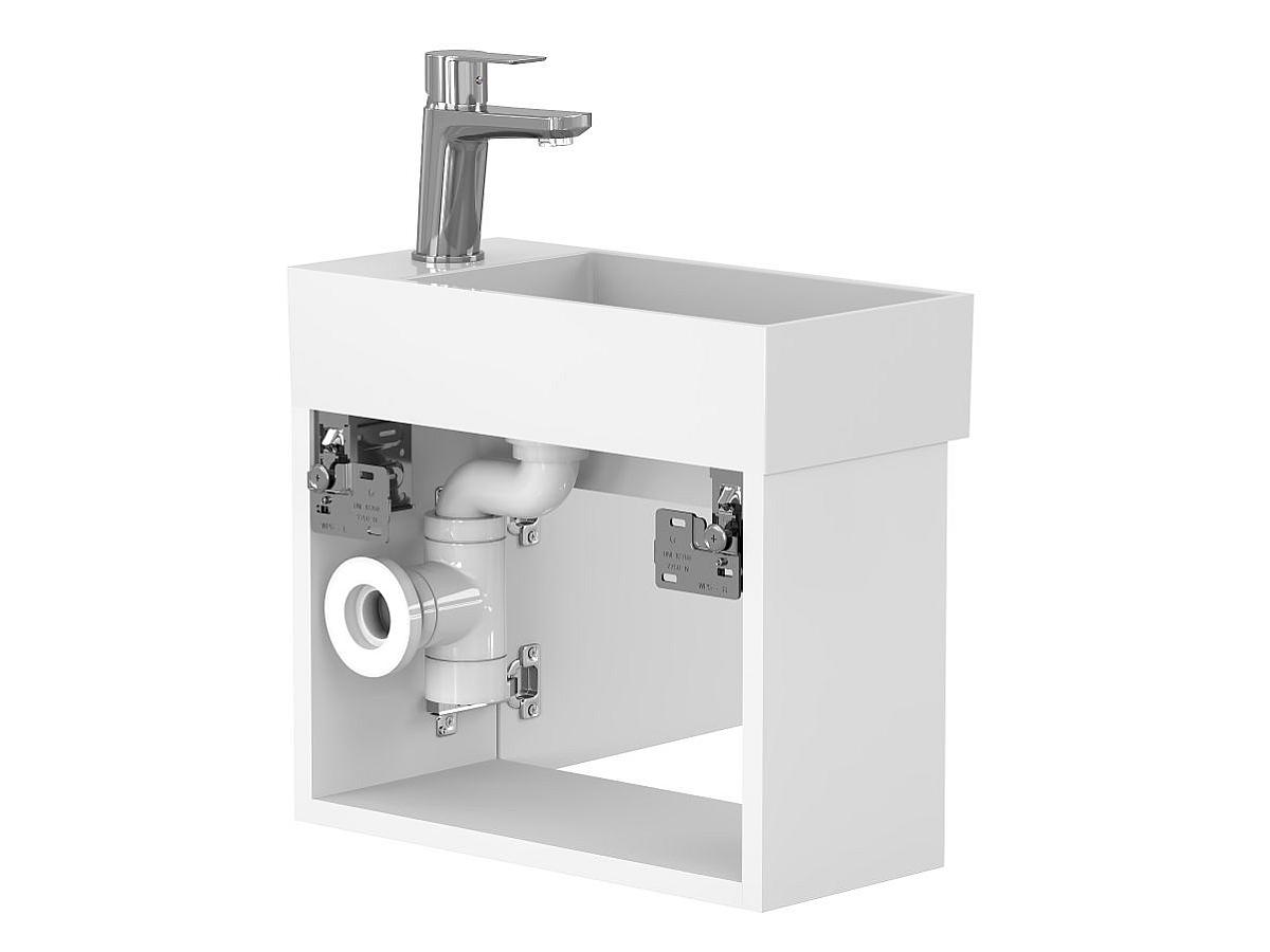 Тумба підвісна MINIMA біла матова з умивальником TONI 450