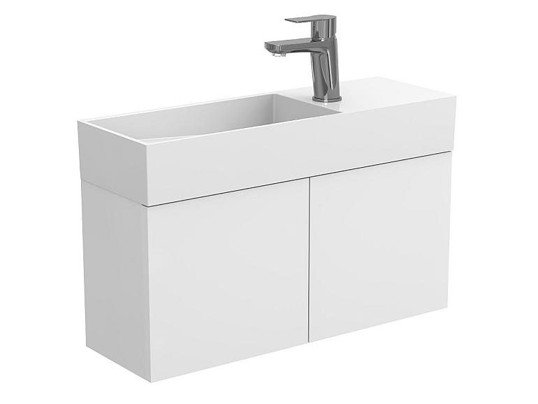 Тумба підвісна MINIMA біла матова з умивальником TONI 650