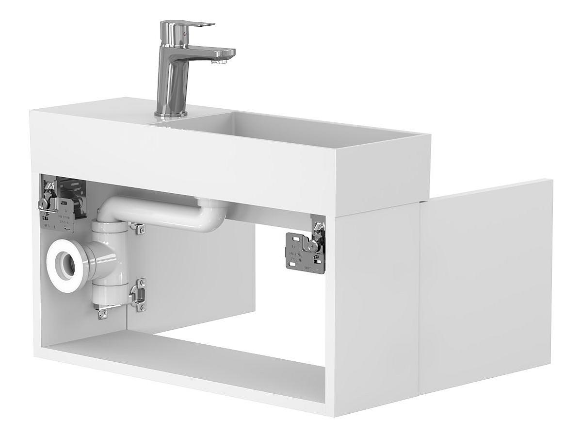 Тумба підвісна MINIMA біла матова з умивальником TONI 650