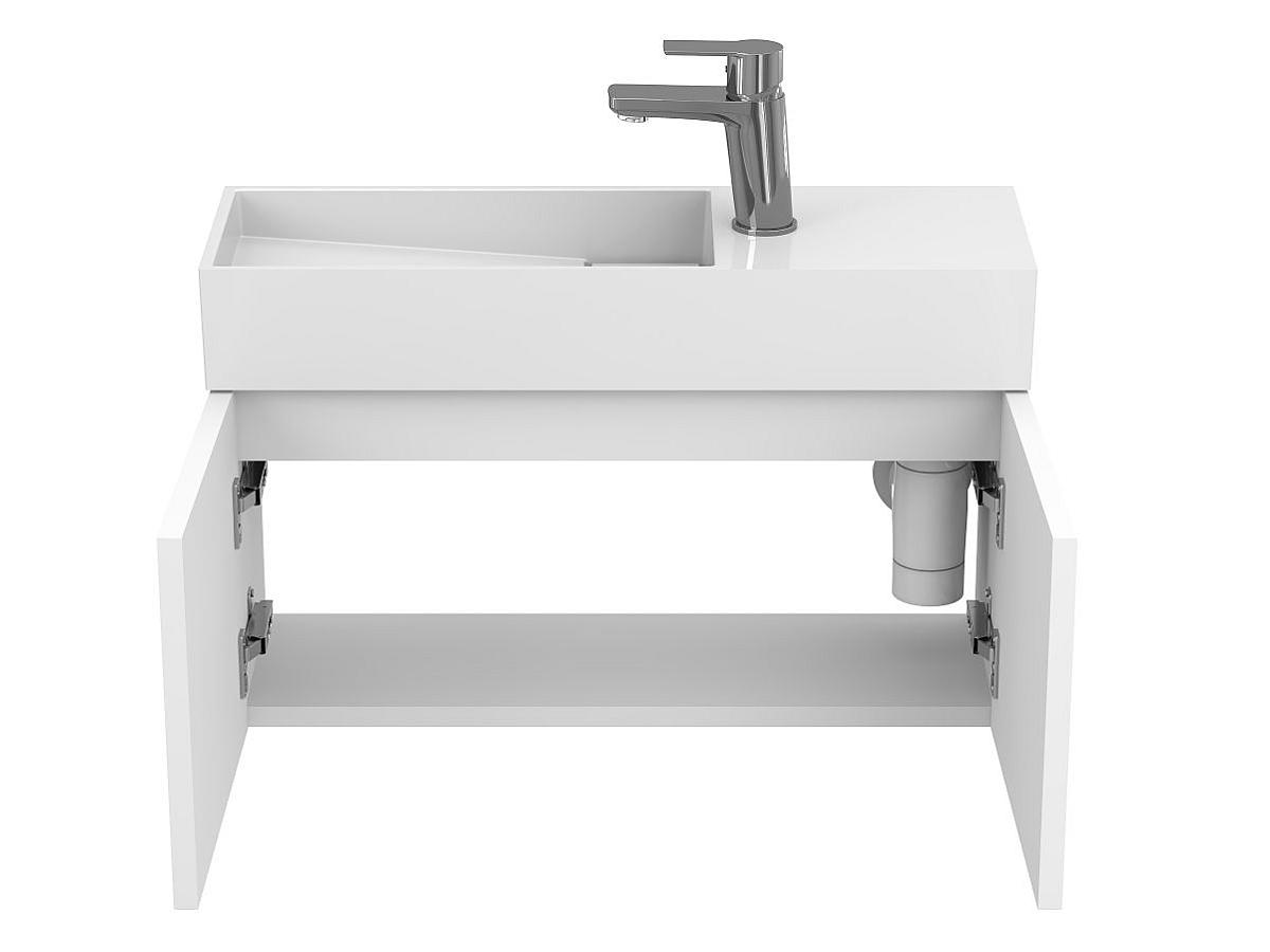 Тумба підвісна MINIMA біла матова з умивальником TONI 650