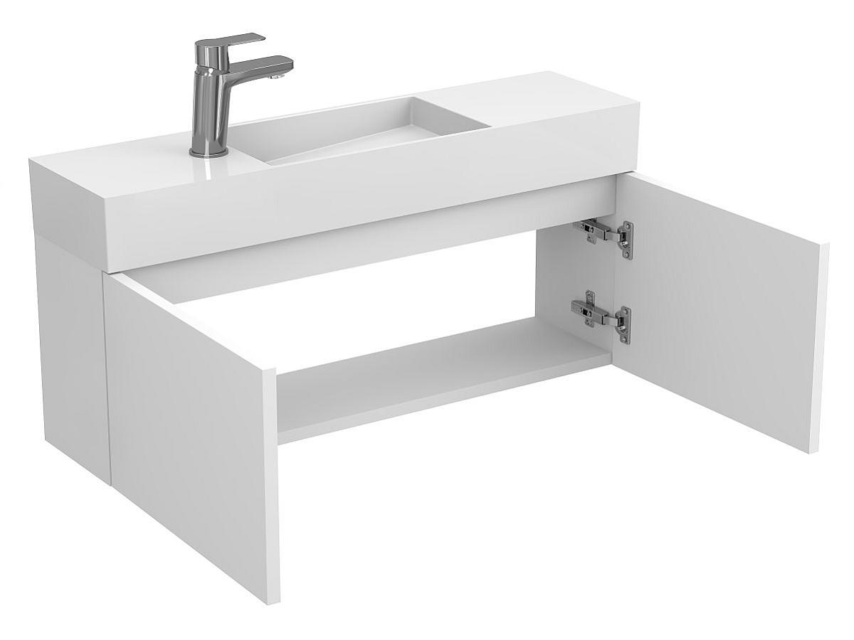 Тумба підвісна MINIMA біла матова з умивальником TONI 850