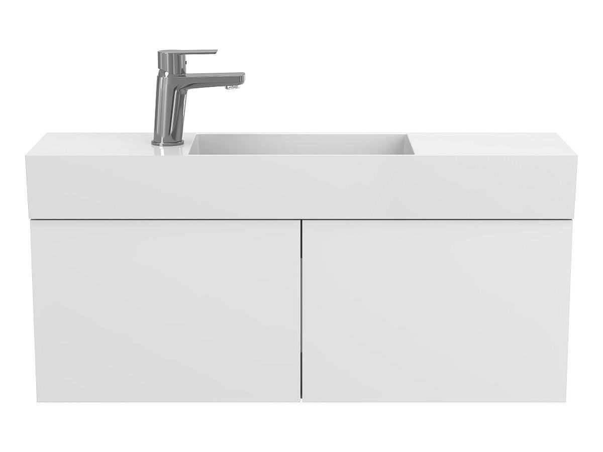 Тумба підвісна MINIMA біла матова з умивальником TONI 850