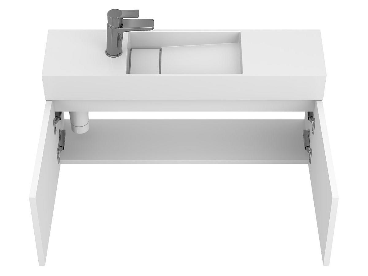 Тумба підвісна MINIMA біла матова з умивальником TONI 850