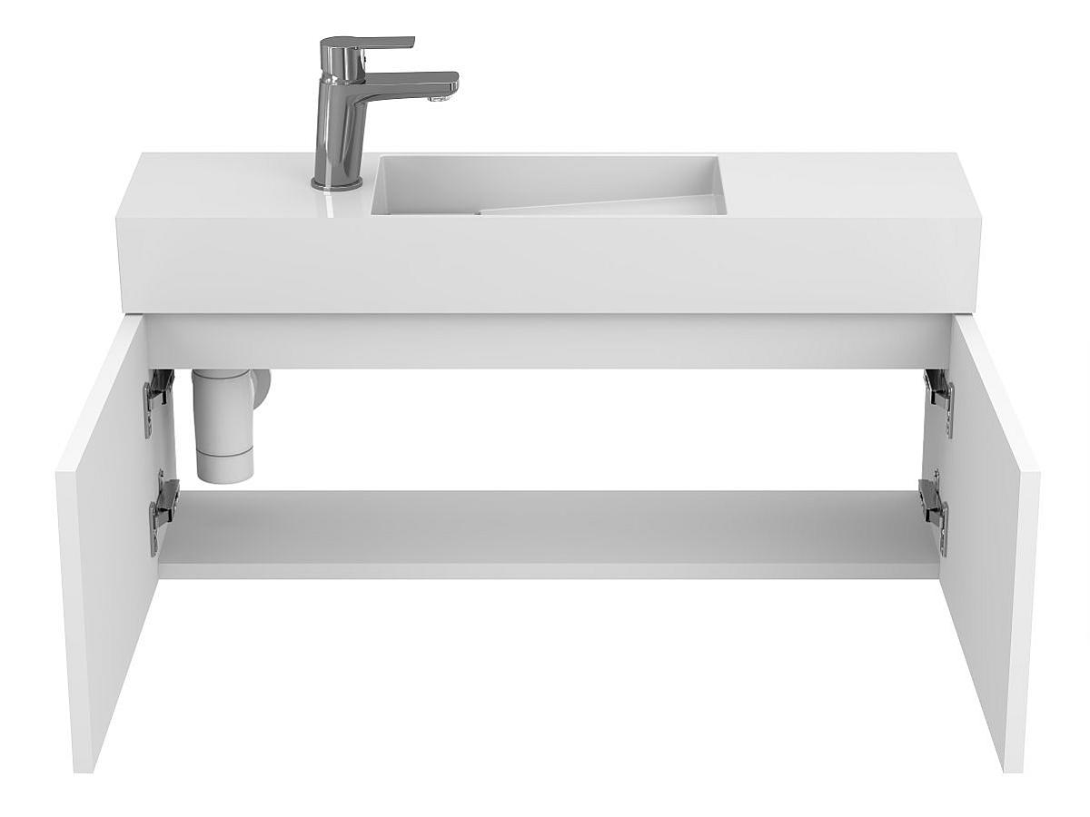 Тумба підвісна MINIMA біла матова з умивальником TONI 850