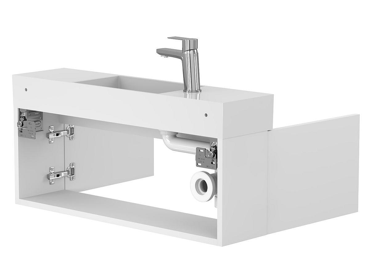 Тумба підвісна MINIMA біла матова з умивальником TONI 850
