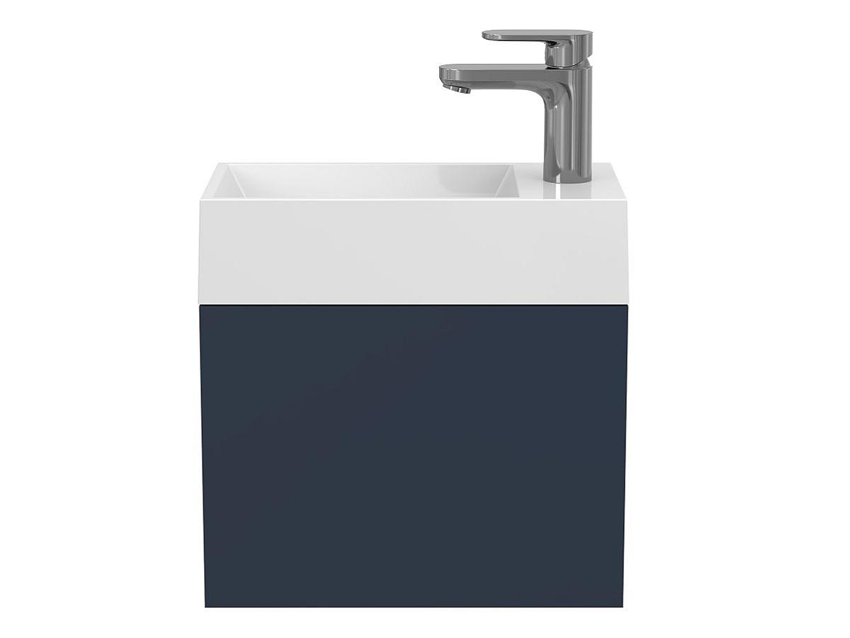 Тумба подвесная MINIMA синяя с умывальником COPPER 400