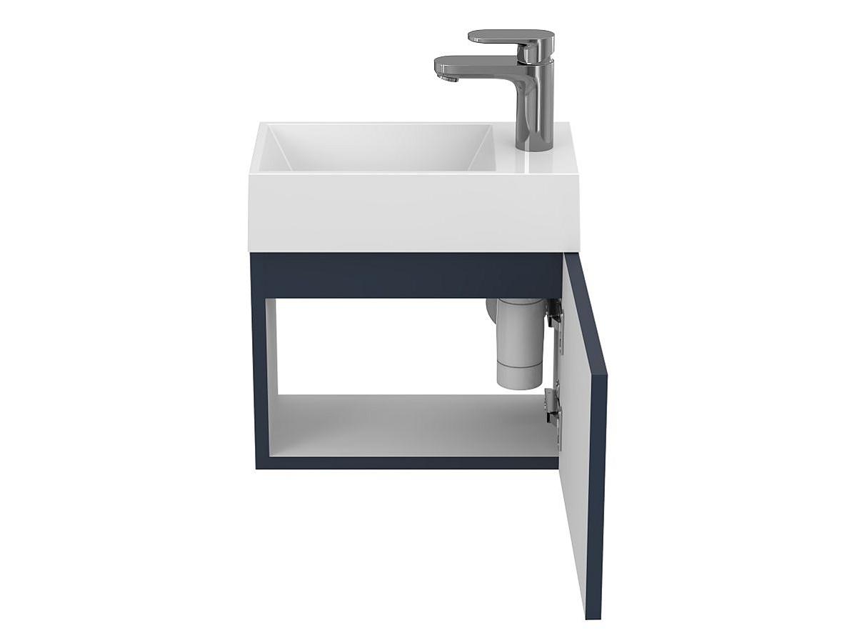 Тумба подвесная MINIMA синяя с умывальником COPPER 400