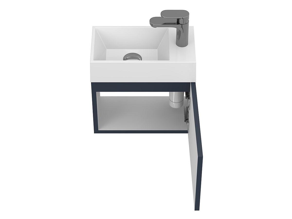 Тумба подвесная MINIMA синяя с умывальником COPPER 400
