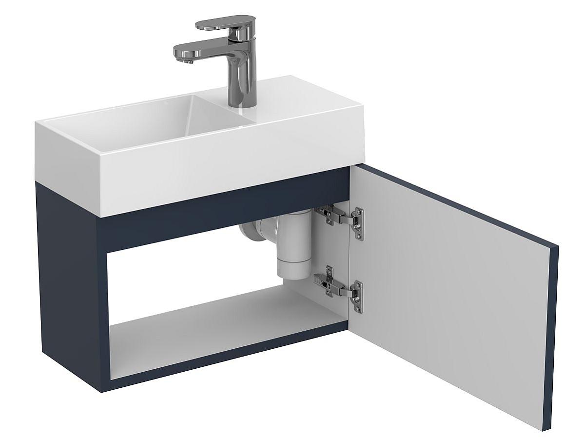 Тумба подвесная MINIMA синяя с умывальником COPPER 500