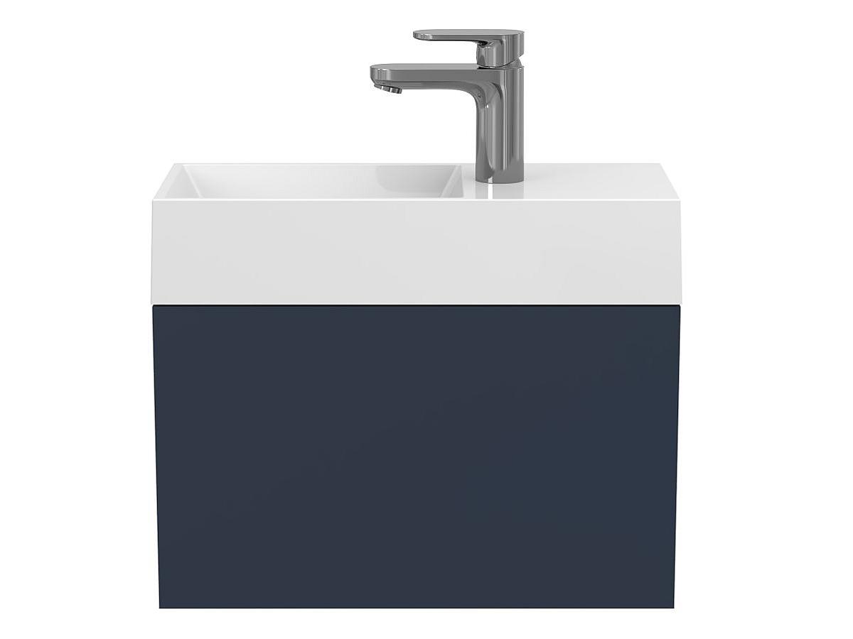 Тумба подвесная MINIMA синяя с умывальником COPPER 500
