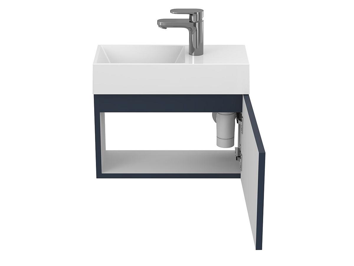 Тумба подвесная MINIMA синяя с умывальником COPPER 500