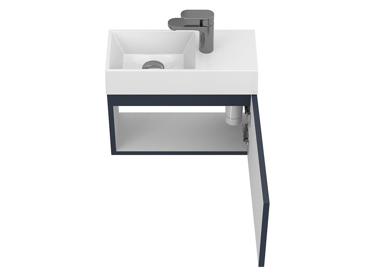 Тумба подвесная MINIMA синяя с умывальником COPPER 500