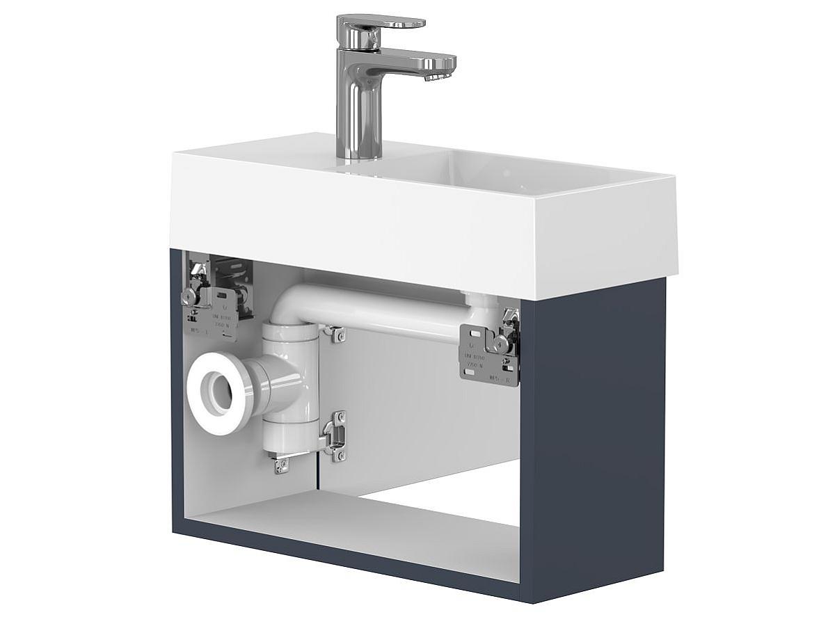 Тумба подвесная MINIMA синяя с умывальником COPPER 500