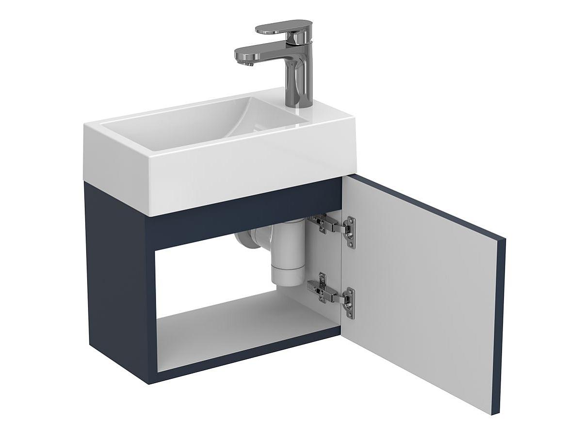 Тумба подвесная MINIMA синяя с умывальником FARO