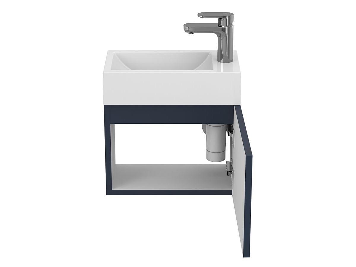 Тумба подвесная MINIMA синяя с умывальником FARO