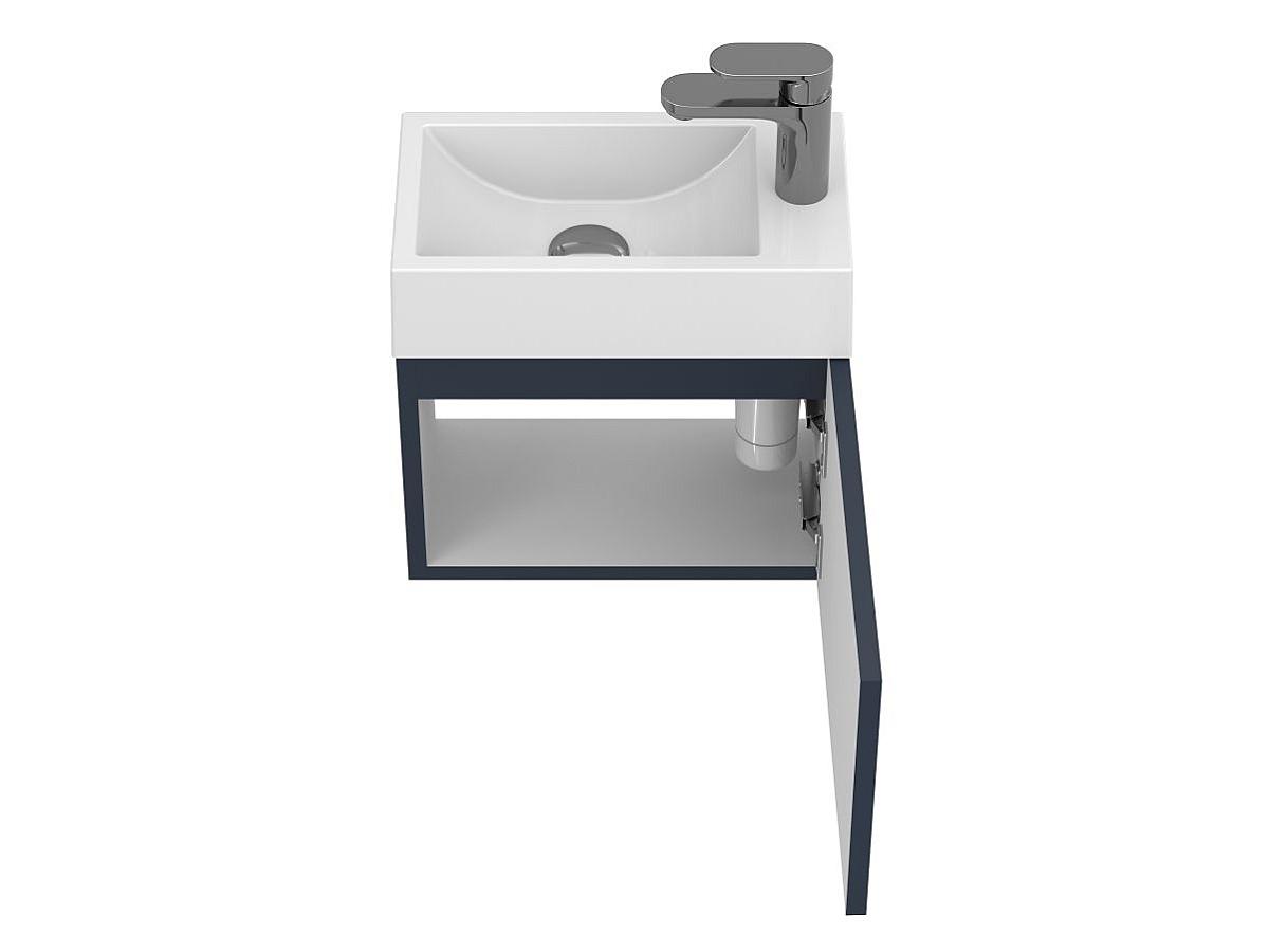 Тумба подвесная MINIMA синяя с умывальником FARO