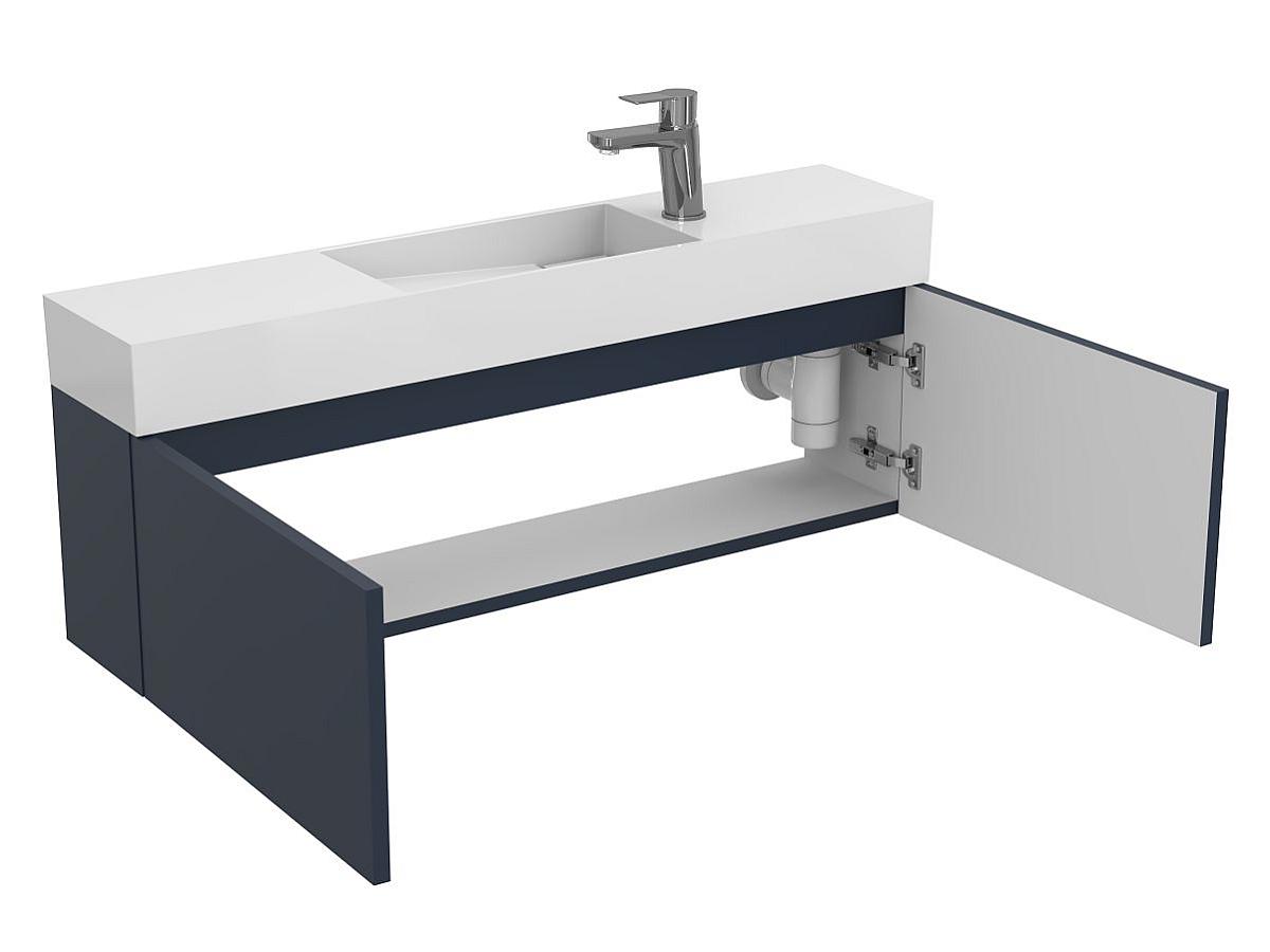 Тумба подвесная MINIMA синяя с умывальником TONI 1050