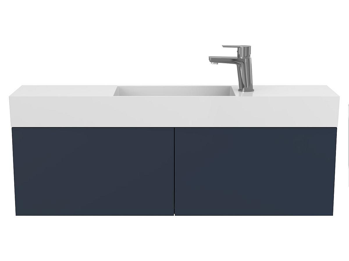 Тумба подвесная MINIMA синяя с умывальником TONI 1050