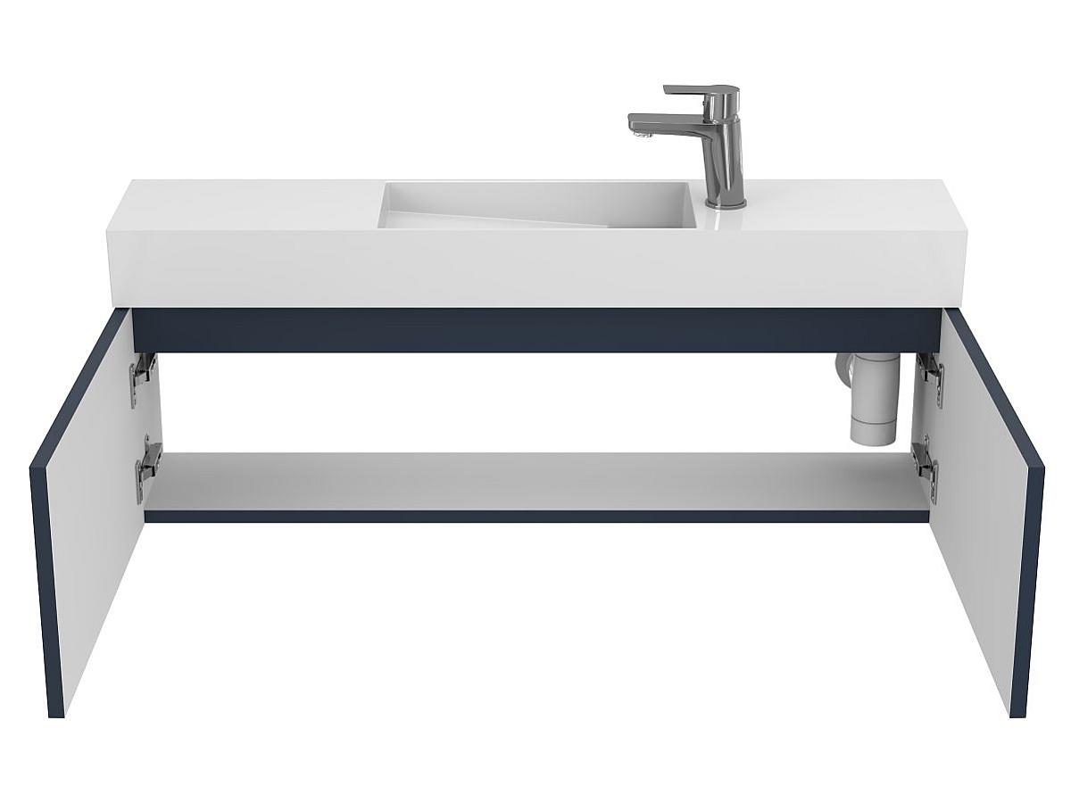 Тумба подвесная MINIMA синяя с умывальником TONI 1050