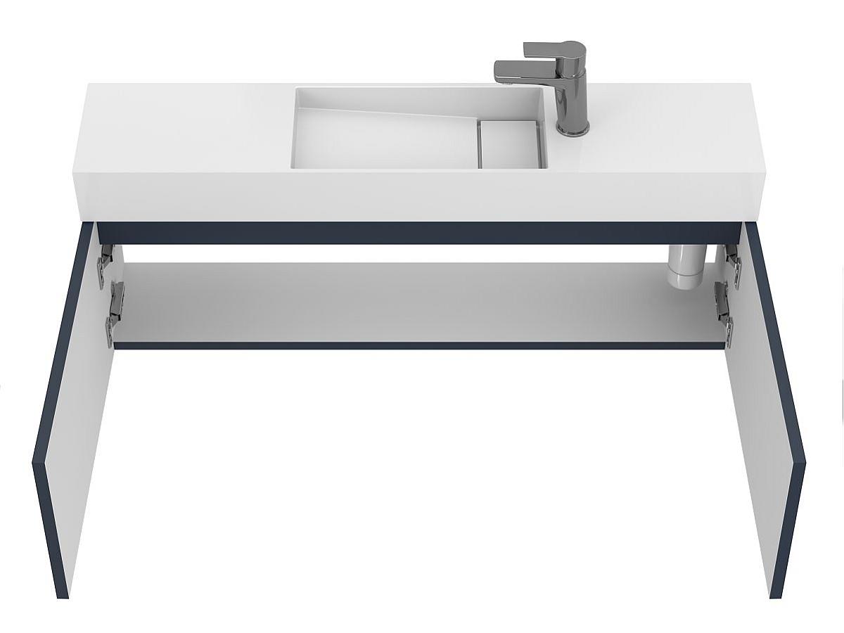 Тумба подвесная MINIMA синяя с умывальником TONI 1050