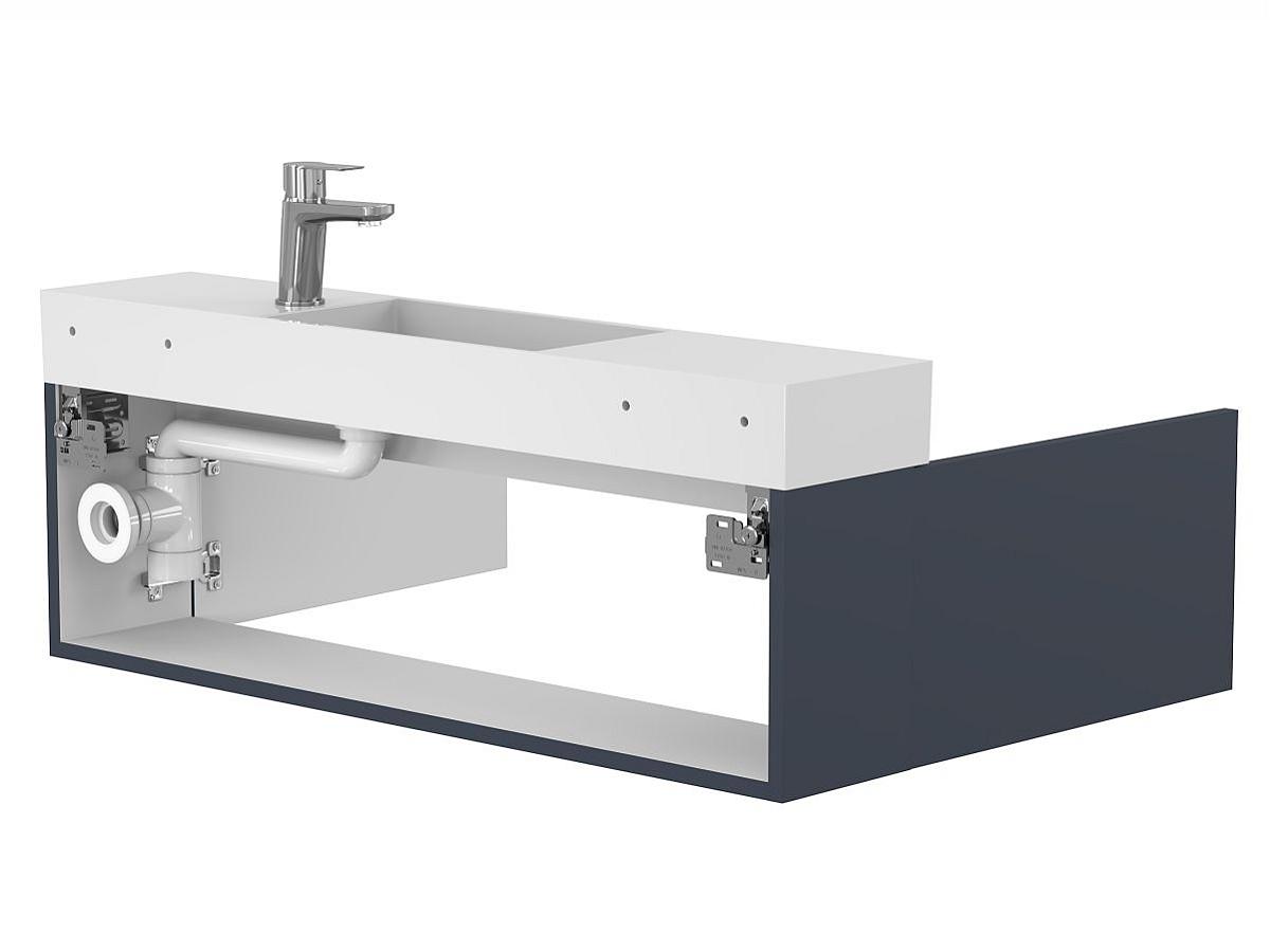 Тумба подвесная MINIMA синяя с умывальником TONI 1050