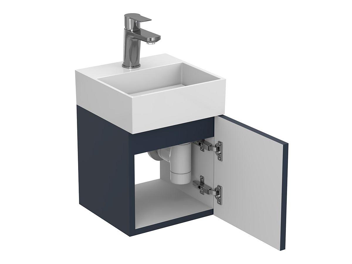 Тумба подвесная MINIMA синяя с умывальником TONI 300