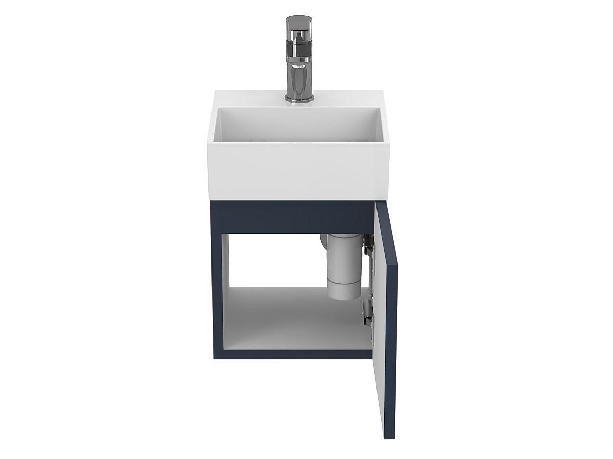 Тумба подвесная MINIMA синяя с умывальником TONI 300