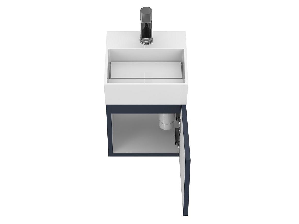 Тумба подвесная MINIMA синяя с умывальником TONI 300